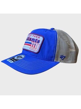 NWT New York Giants '47 Brand Campscape Relaxed Trucker Hat Cap Adjustable Blue